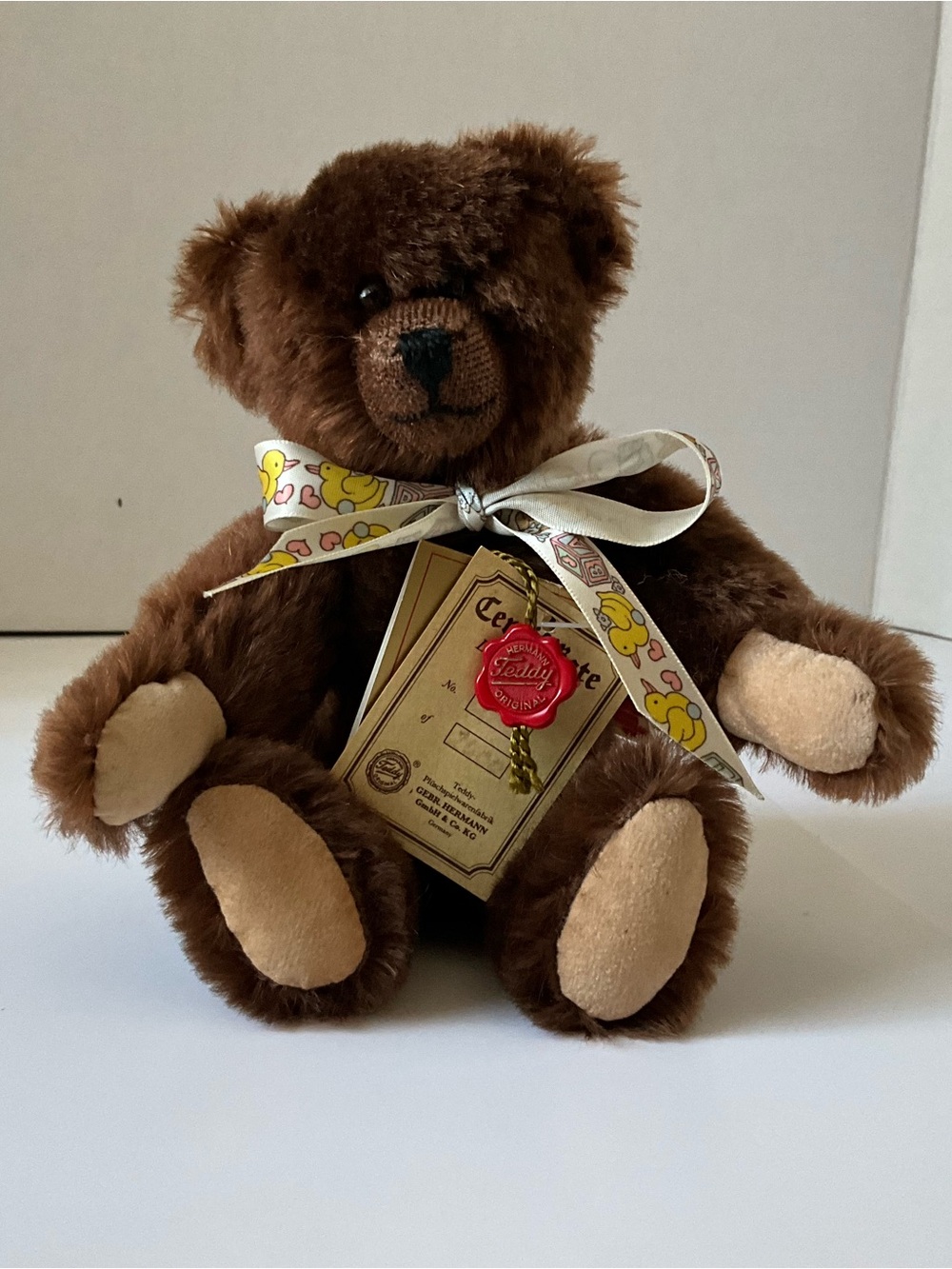 Original teddy by HERMANN Brown Bear Plush Toy with Ribbon